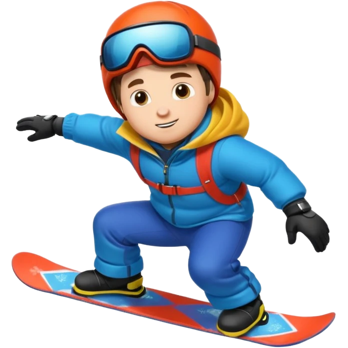 big round super harry guy snowbording down mountain emoji