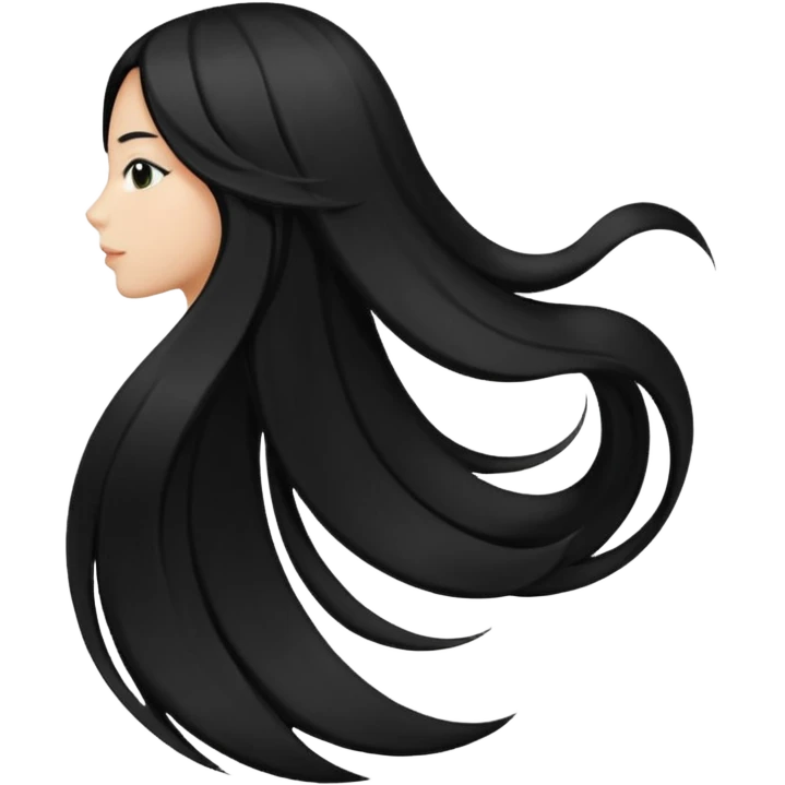 back view of long black hair emoji