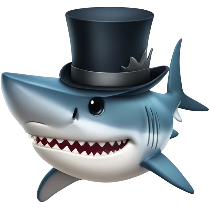 Shark wearing top hat  emoji