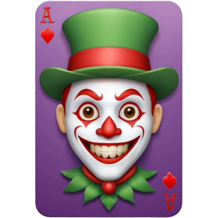 poker card with a funny jolly joker inside the card emoji