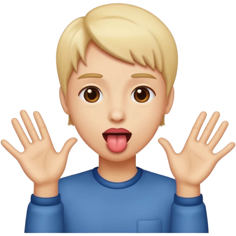 Tongue out with hands to the side emoji