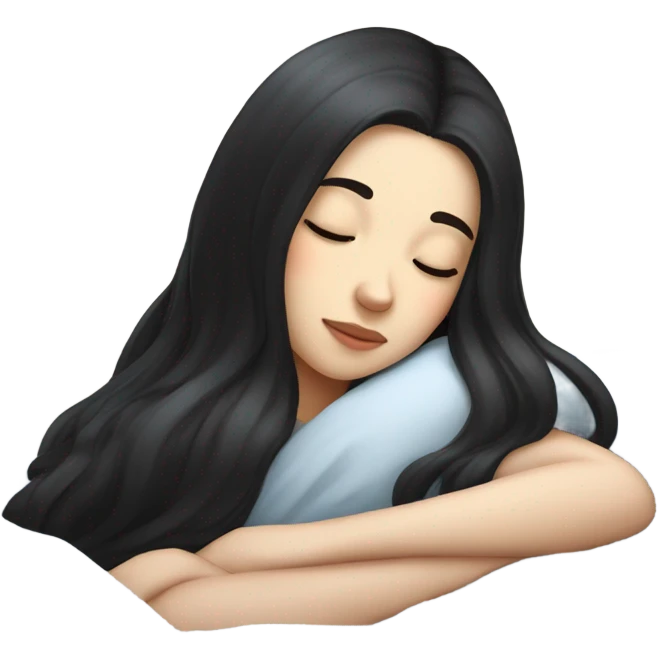 pale girl with long black hair sleeping  emoji