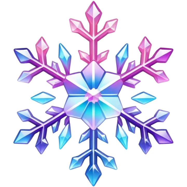 Gradient iridescent Pastel rainbow Pink violet blue white crystal star snowflake  emoji