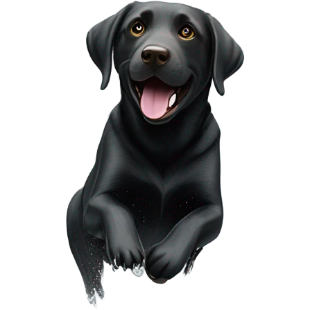 Black lab playing in a dam emoji