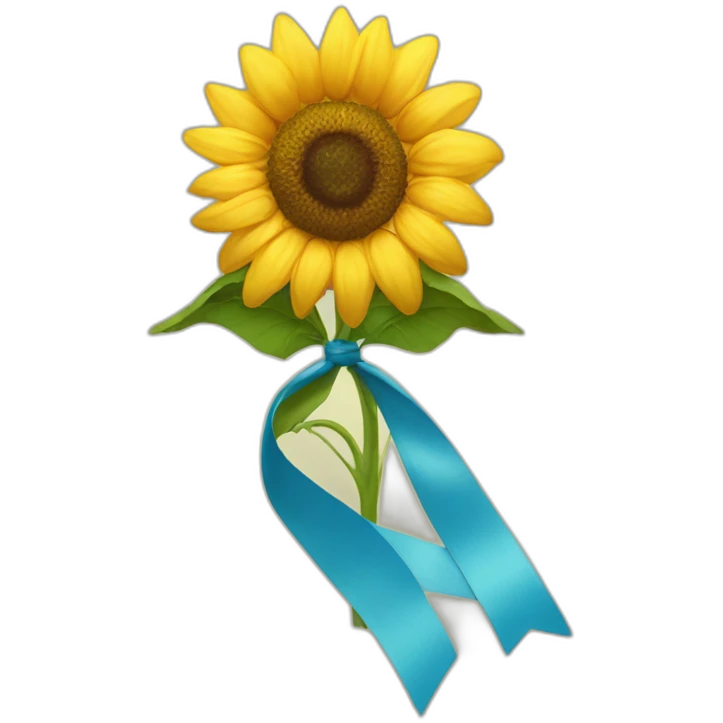 sunflower flowers tied with a yellow-blue ribbon emoji