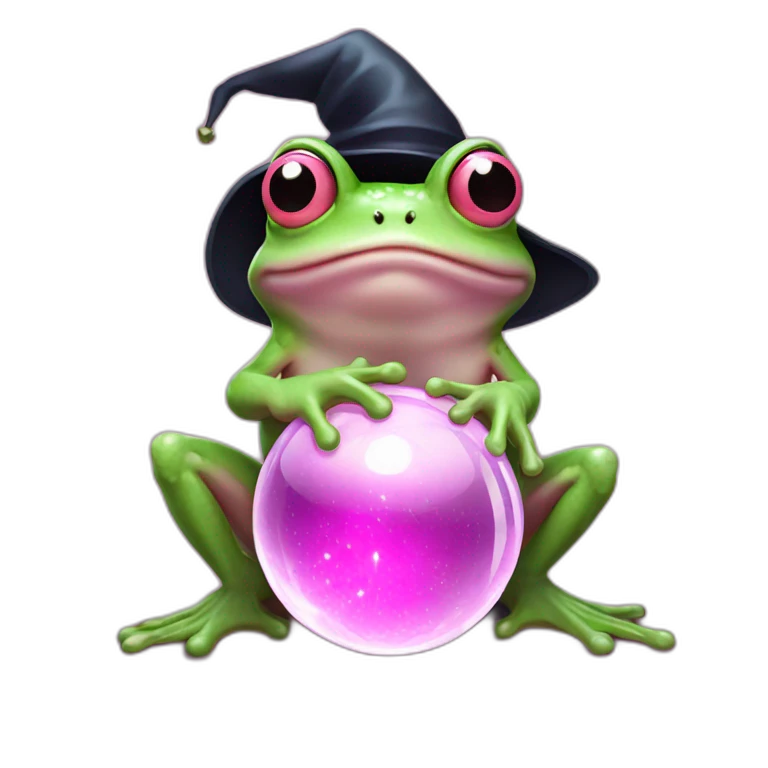pink Witch frog with crystal ball emoji