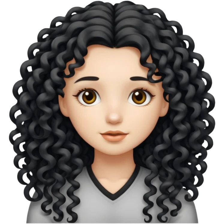 Girl with long black and white streaks curly hair emoji