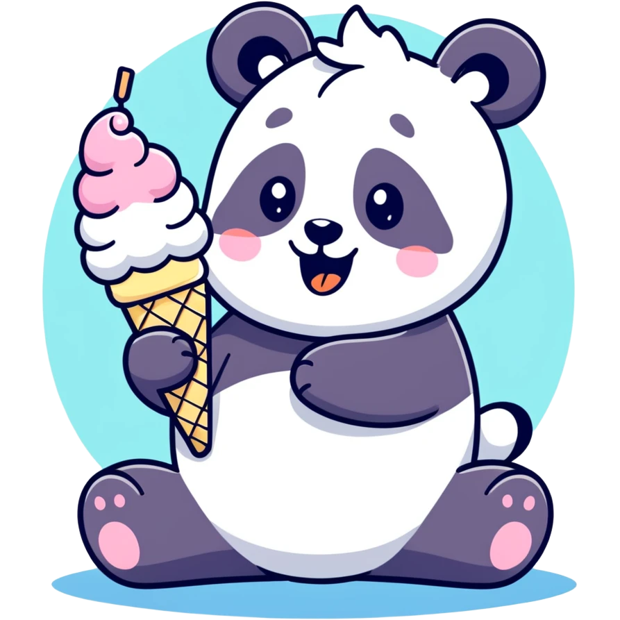 Panda eating ice cream emoji