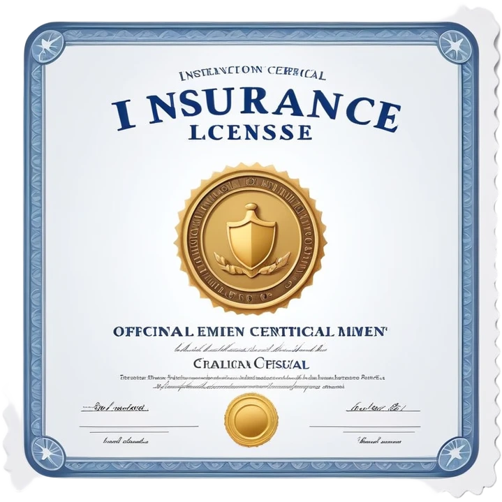 insurance license certificate with official seal emoji
