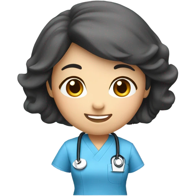 cute Asian nurse with smile, without hat, blue clothes emoji
