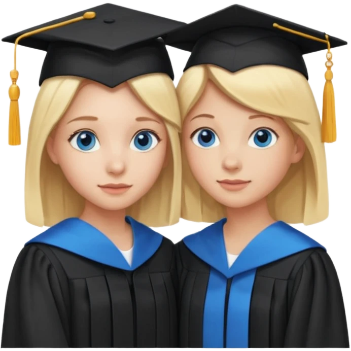 Educated and proud masters graduate with blue eyes blonde hair add her daughter who is also graduating emoji