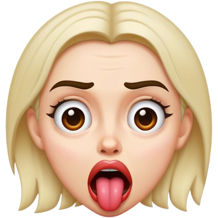emily face furrowed eyebrows tongue out freaky style emoji