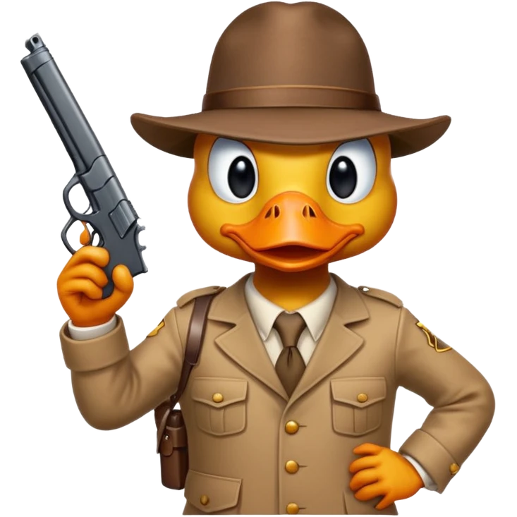 angry duck with a gun in his hand pointing at us  emoji