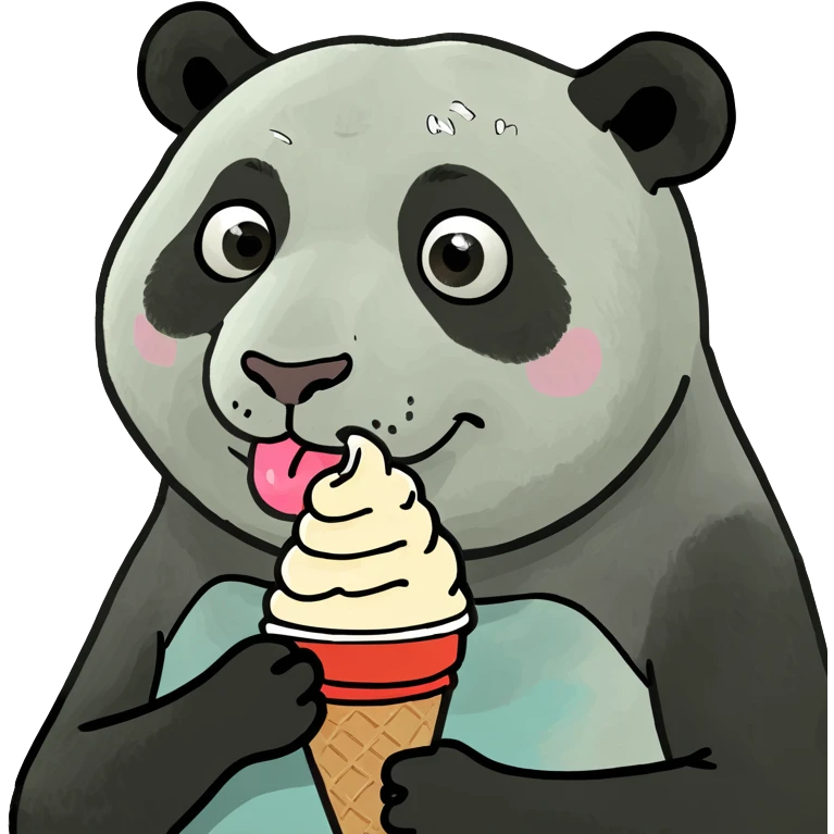 Panda eating ice cream emoji