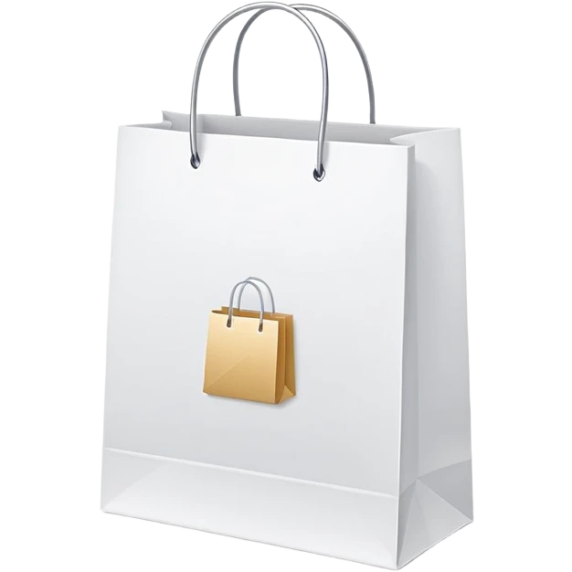 Minimalist shopping bag with soft modern lines, small sparkles, clean design for clothing store, simple elegant shopping icon emoji