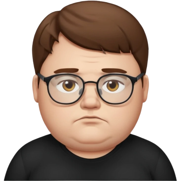 Fat sad guy with brown hair and glasses emoji