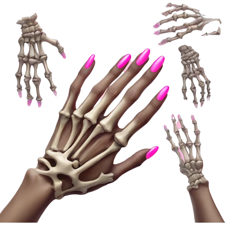 Skeleton hands bones with pink polish nails  emoji
