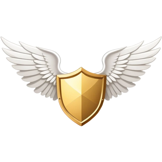 Simplified minimalist gold shield with small white wings and VIP text in the center, clean design emoji