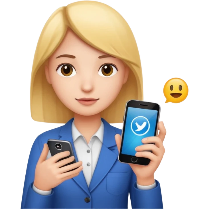 person holding a phone with graphs and social media symbols, emoji style emoji