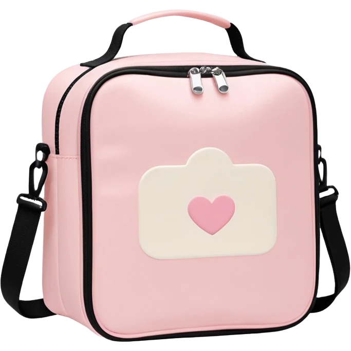 Pastel pink insulated lunch bag, minimal style, soft background emoji