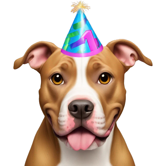 Pit bull with birthday hat emoji
