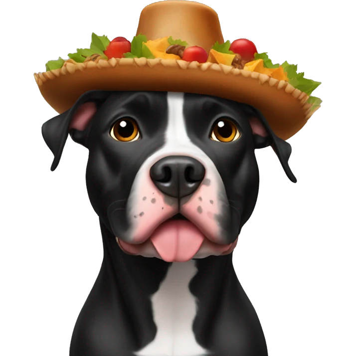 Black pitbull with turkey hat emoji