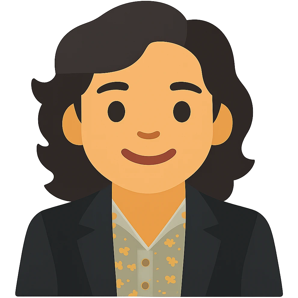 Convert the portrait into a general style emoji with a transparent background. Make the expression friendly and simplify the facial features while maintaining likeness. Show only the face and shoulders. emoji