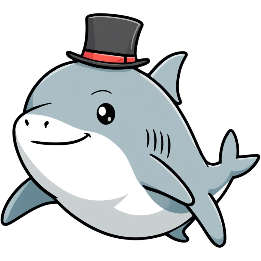 Shark with a top hat emoji