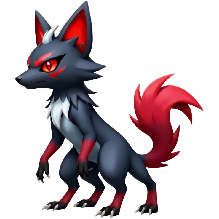 Epic Shiny Cool Edgy Badass Zangoose-Zorua-Zoroark-Pokemon-fakemon-hybrid-animal Full Body  emoji