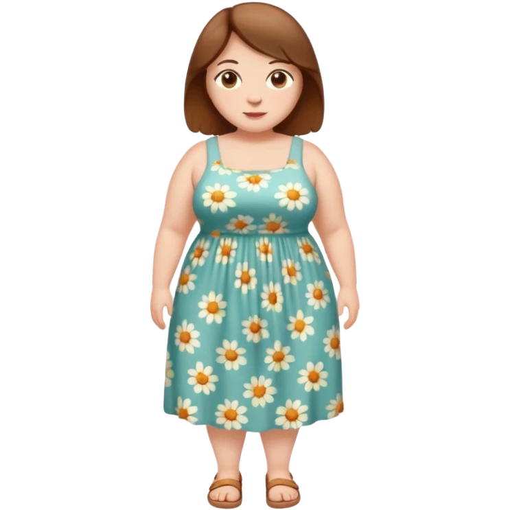 Fat white woman. Full body. Brown hair emoji