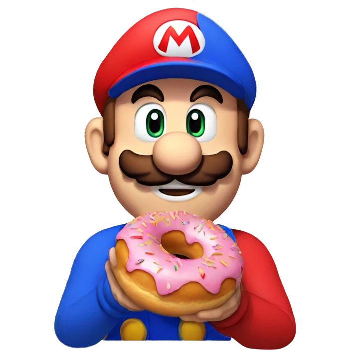 Mario eating a donut emoji