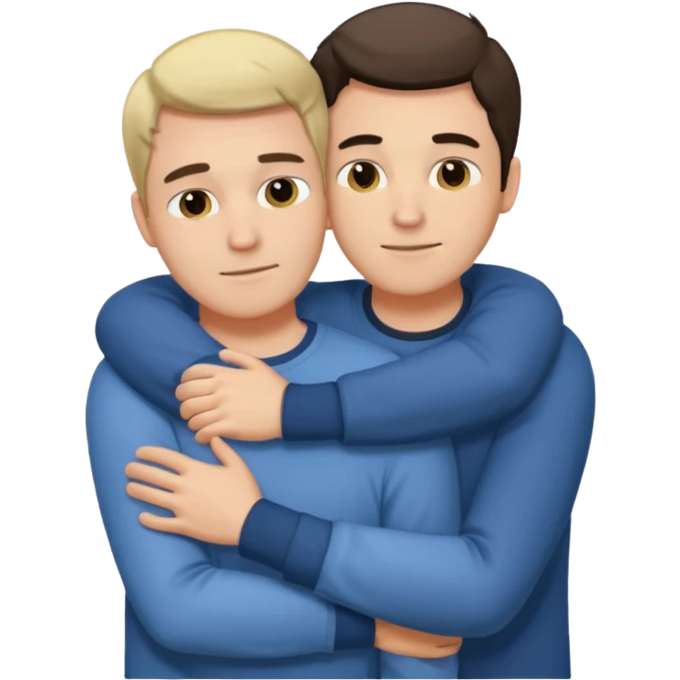 Two males hugging for comfort emoji