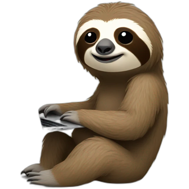 sloth with a macbook emoji