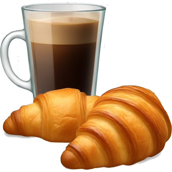 A glass of coffee with a croissant emoji