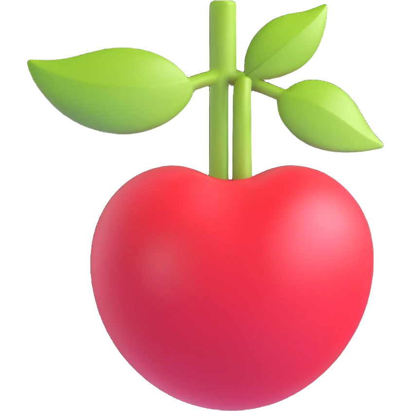 3D emoji style, red cherry, three-dimensional and lively, no expression emoji