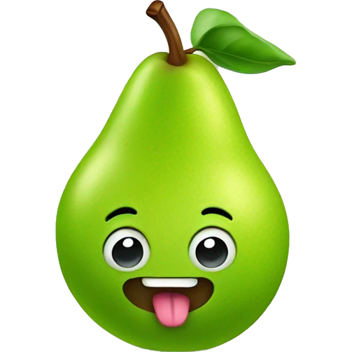 Green Cute pear with tongue emoji