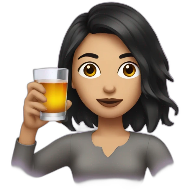 Women with dark hair drinking a shot  emoji