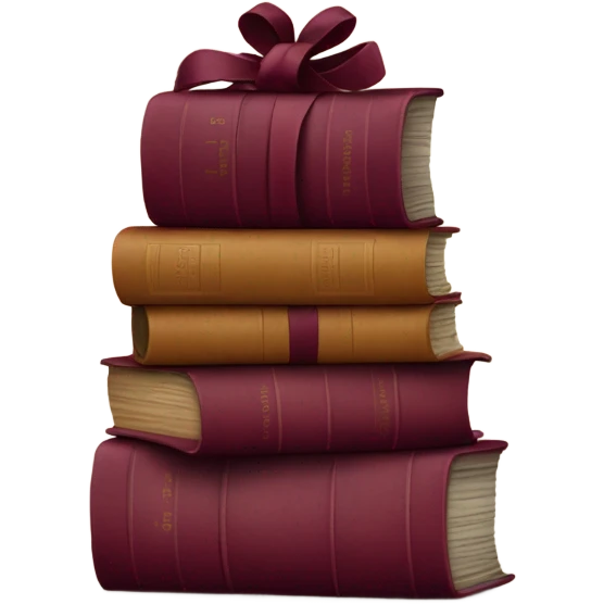 burgundy books stacked up and tied together by a burgundy bow emoji