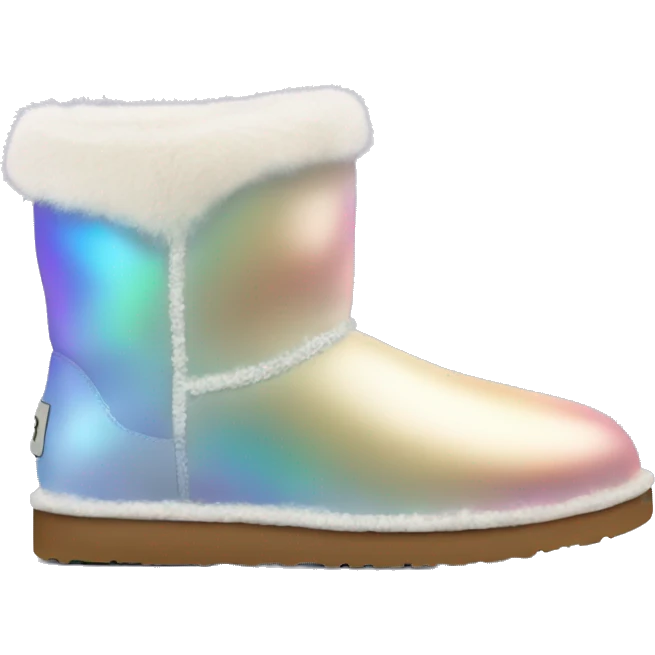 Pair of iridescent fur Ugg boots.  emoji
