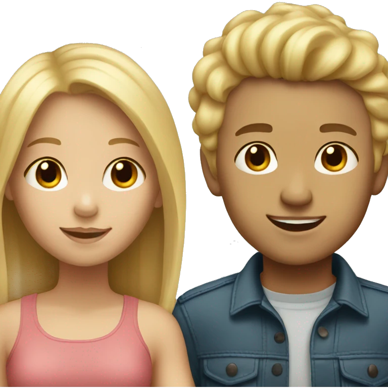 blonde girl and light-skinned boy emoji