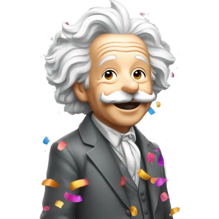 happy albert einstein shooting colorful confetti popper emoji