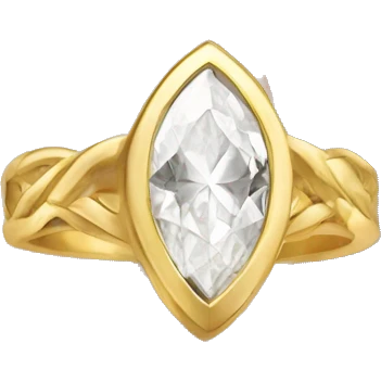 Gold ring with almond shaped diamond emoji