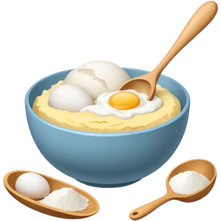 baking ingredients next to a mixing bowl emoji