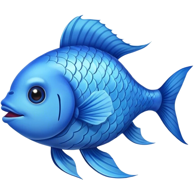 blue happy fish directly from the side looking right emoji