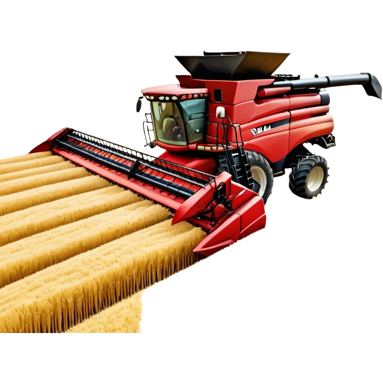 Case IH Axial-Flow 8250 (2022) – Cinematic-realistic Case IH Axial-Flow 8250 harvester, its deep red body towering over endless wheat fields. The massive cutting header slices through golden crops, sending a steady stream of grain into the bin as dust and chaff swirl in the afternoon sun. emoji