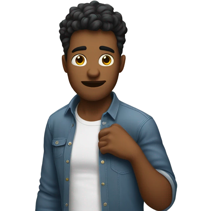A guy grabbing at his shirt cuz he is nervous emoji