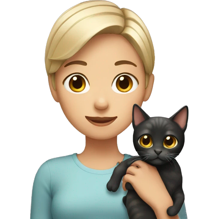 Short hair girl holding cat emoji