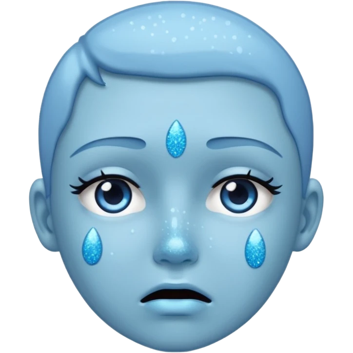 Light blue hard crying with glitter emoji