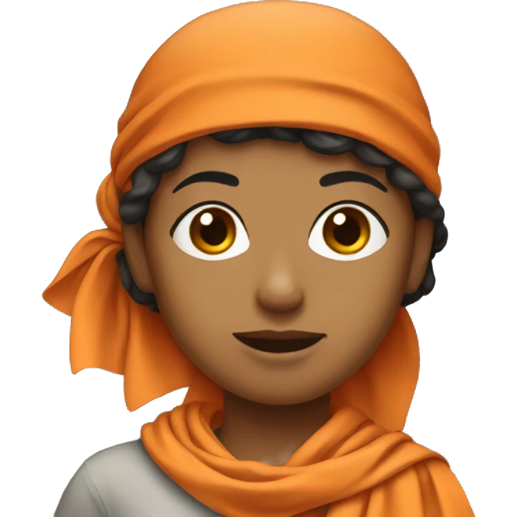 female with orange bandana emoji