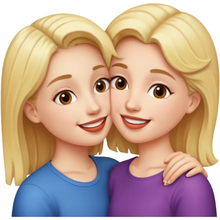 A girl kisses her friend emoji